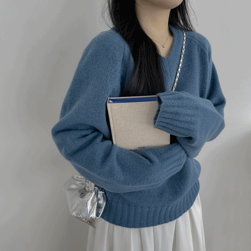 [국내/루즈핏] 순두부 브이넥 루즈핏 니트 스웨터 4colors